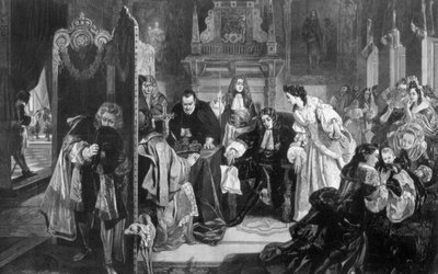 تلقى الملك جيمس الثاني 1633-1701 خبر هبوط أمير أورانج ، 1890. بواسطة إدوارد ماثيو وارد