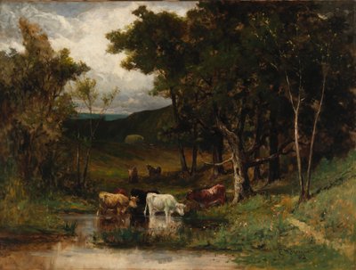 منظر طبيعي بدون عنوان مع أبقار في مجرى مائي بالقرب من الأشجار ، 1882. بواسطة إدوارد ميتشل بانيستر