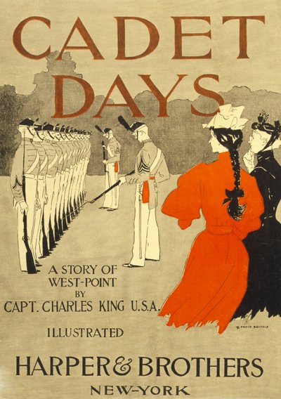 الغلاف الأمامي لـ Cadet Days ، بقلم Capt. Charles King USA ، pub. نيويورك ، 1894. بواسطة إدوارد بينفيلد