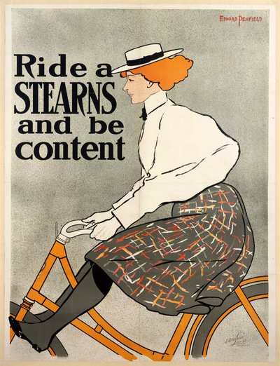 ركوب Stearns ويكون المحتوى ، c1896 لون litho. بواسطة إدوارد بينفيلد