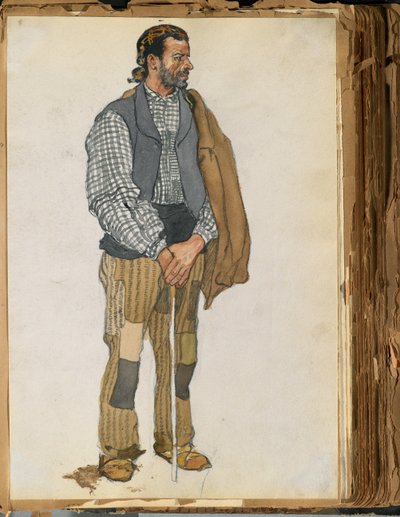 رسم تخطيطي لرجل إسباني ، 1906 (مرحاض وجرافيت على ورق مركب في سجل القصاصات) بواسطة إدوارد بينفيلد