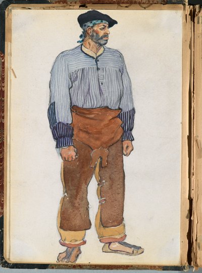 رسم إسباني ، c.1911 (مرحاض وجرافيت على ورق مركب في سجل القصاصات) بواسطة إدوارد بينفيلد