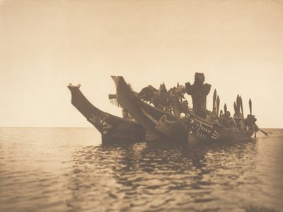راقصون مقنعون في زوارق - Qagyuhl A ، 1914. بواسطة إدوارد شريف كيرتس