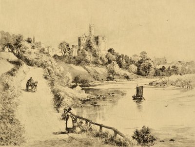 The Coquet: قلعة Warkworth من الطريق إلى Amble ، حوالي 1880 (حفر) بواسطة إدوارد سلومب