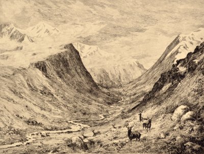 The Highland Dee: لقاء بين Garchary و Larig Burns ، حوالي 1880 (حفر) بواسطة إدوارد سلومب