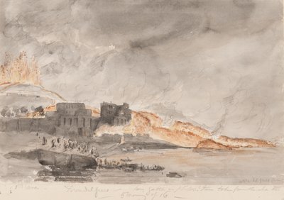 ثوران فيزوف ، 1794 (قلم رصاص ومرحاض على ورق) بواسطة إدوارد سوينبرن