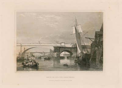 جزء من جسور لندن القديمة والجديدة. رسم 1832 بواسطة إدوارد ويليام كوك