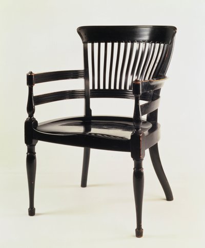 كرسي بذراعين ، من تصنيع James Peddle ، c.1880 (خشب أبوني) بواسطة إدوارد ويليام جودوين