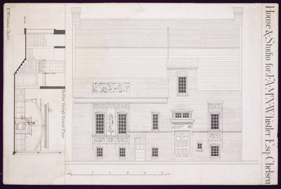 Design for House und Studio for JAM Whistler Esq، Chelsea، c.1877-78 (انظر أيضًا 176477) بواسطة إدوارد ويليام جودوين