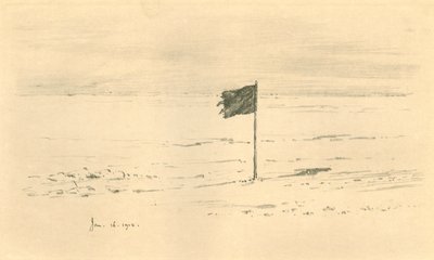معسكر العلم الأسود. - العلم الأسود Amundsens على بعد أميال قليلة من القطب الجنوبي ، 1912 ، 1913 بواسطة تشارلز إدوارد ويلسون