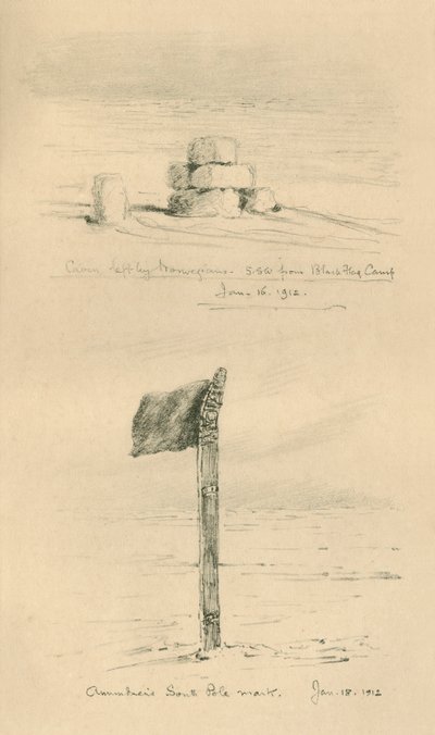 تركت كيرن من النرويجيين ، وأموندسنز القطب الجنوبي مارك ، يناير 1912 ، 1913. بواسطة تشارلز إدوارد ويلسون