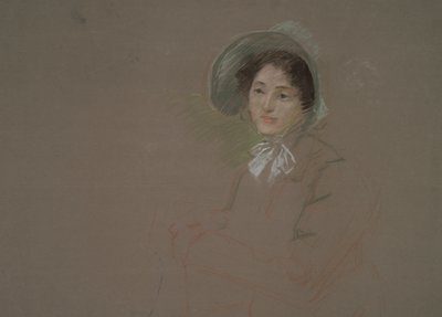 رسم تمثال نصفي لامرأة ترتدي غطاء محرك السيارة بواسطة إدوين أوستن أبي