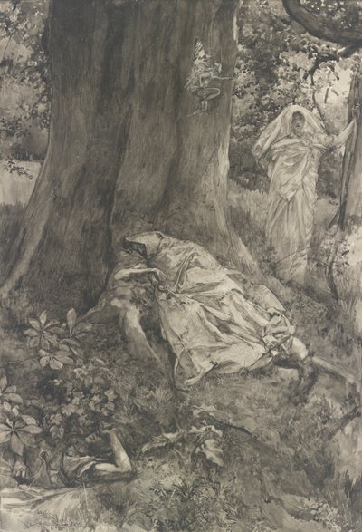 Hermia in the Wood ، رسم توضيحي للفصل الثالث ، المشهد الثاني ، ليلة منتصف الصيف بواسطة إدوين أوستن أبي