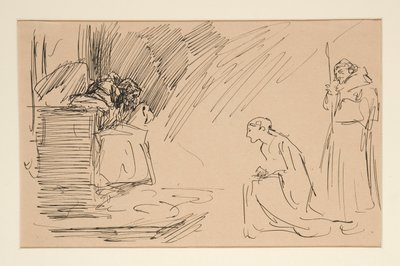 رسم أولي للفصل الثاني ، المشهد الأول ، الكل بواسطة إدوين أوستن أبي