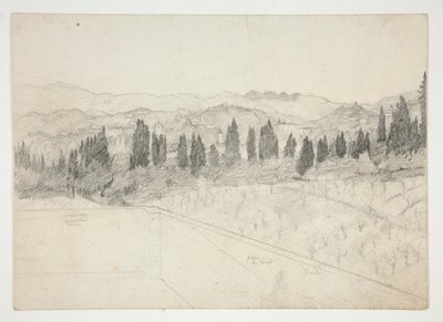 منظر طبيعي روماني (؟) كما يُرى من الشرفة (وجه الصفحة) ؛ Seascape (ظهر) بواسطة إدوين أوستن أبي
