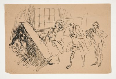 رسم تخطيطي للمدرسة للفضيحة ، رسم توضيحي لـ Scribner بواسطة إدوين أوستن أبي