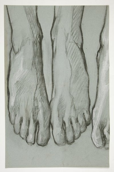 رسم تخطيطي لثلاثة أقدام (وجه الوجه) ؛ رسم لقدم واحدة (ظهر) بواسطة إدوين أوستن أبي