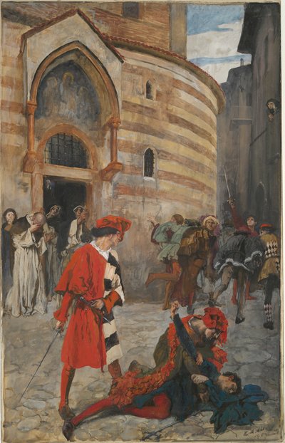 موت Mercutio - الفصل الثالث ، المشهد الأول ، روميو وجولييت بواسطة إدوين أوستن أبي