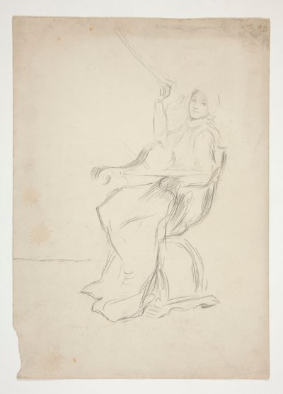 امرأة جالسة على كرسي (وجه الوجه) ؛ رسمان معماريان مجهولان (ظهر) بواسطة إدوين أوستن أبي