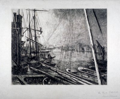 بركة لندن من Rotherhithe ، مع السفن في المقدمة ، c1890. بواسطة إدوين إدواردز