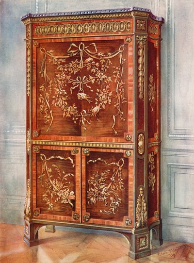 مرصعة تستقيم Ormolu منتصبة Secretaire من الجميز ، الخزامى ، Kingwood ، هولي ، وغيرها من الأخشاب - الطبيعية والملطخة بواسطة إدوين جون فولي