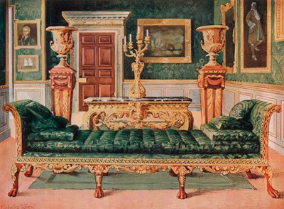 جناح Mahogany و Gilt الجورجية في المعرض وغرفة الرسم الخضراء في قلعة Longford بواسطة إدوين جون فولي