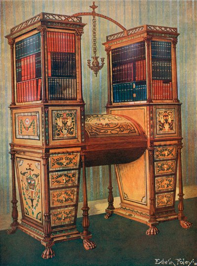 The Sisters Inlaided Double Secretaire and Bookcase Cabinet - Sheraton، Circa 1800 بواسطة إدوين جون فولي