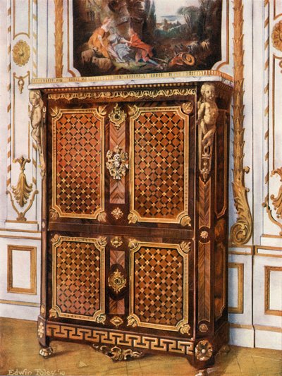 تستقيم Secretaire في باركيه من الأخشاب المختلفة ، مع الورود المثبتة Ormolu ، إلخ بواسطة إدوين جون فولي