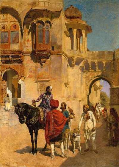 رحيل للصيد في الفناء الأمامي لقصر جودبور ، 1898-1900 بواسطة إدوين لورد ويكس