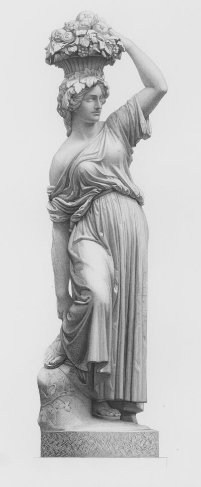 آلة جمع الفاكهة ، نقشها إي روف من التمثال بقلم إي وولف (نقش) بواسطة إدوين روف