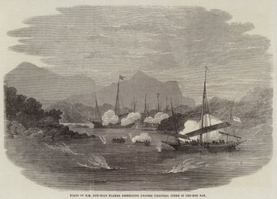 زوارق HM Gun-Boat Flamer تدمر سفن القرصنة الصينية في خليج Cho-Kee بواسطة Edwin Weedon
