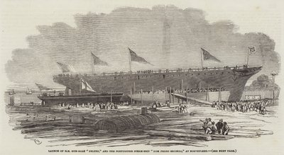 إطلاق HM Gun-Boat Pelter والسفينة البرتغالية Dom Pedro Secondo في Northfleet بواسطة Edwin Weedon
