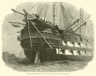 كابل التلغراف الأطلسي ، صارمة من HMS Agamemnon بواسطة إدوين ويدون