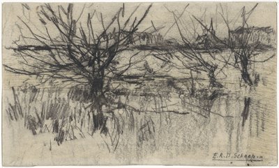 صفصاف بولارد على طول الماء بواسطة إغبرت روبيرتوس ديرك شاب