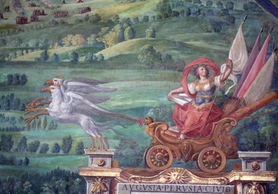 عربة رسمها griffins ، تفاصيل من معرض Galleria delle Carte Geografiche بواسطة اجنازيو دانتي