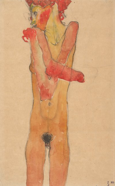 فتاة عارية بأذرع مطوية ، 1910 بواسطة Egon Schiele