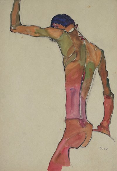 ذكر عاري مع رفع الذراع بواسطة Egon Schiele