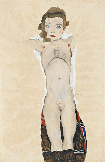 فتاة عارية بأذرع ممدودة ، 1911 بواسطة Egon Schiele