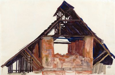 الجملون القديم (vieux gable) - Schiele ، Egon (1890-1918) - 1913 - الغواش على الورق - 32x48،6 - متحف ليوبولد ، فيينا بواسطة ايغون شييل
