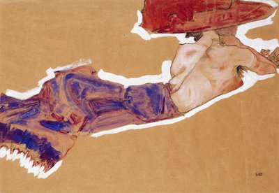مستلق شبه عاري مع قبعة حمراء ، 1910 بواسطة ايغون شييل