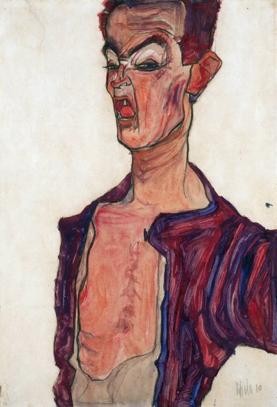 بورتريه ذاتي ، كشر - Schiele ، Egon (1890-1918) - 1910 - الغواش على الورق - 45،3x30،7 - متحف ليوبولد ، فيينا بواسطة ايغون شييل