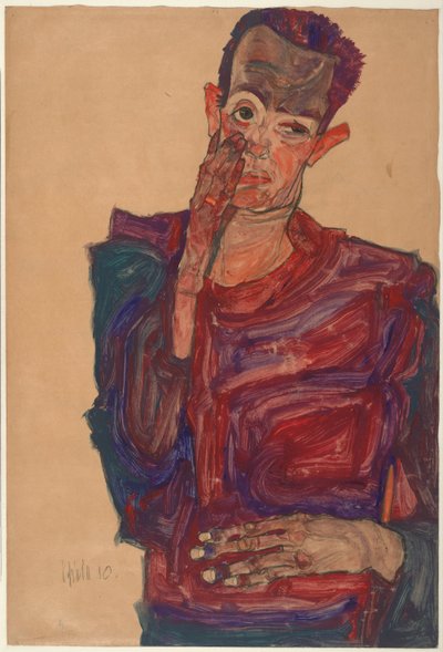 صورة شخصية مع الجفن ، 1910 بواسطة Egon Schiele