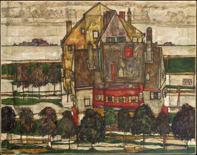 منازل فردية (منازل بها جبل) 1915 (زيت على قماش) بواسطة ايغون شييل