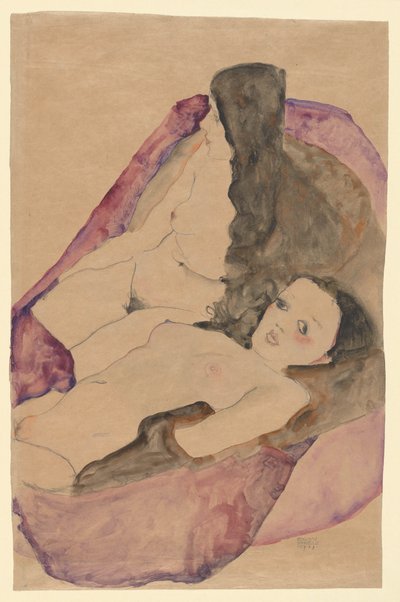 اثنين من العراة متكئين بواسطة Egon Schiele