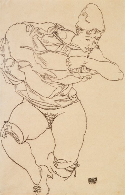 تعري امرأة ، 1917. بواسطة ايغون شييل