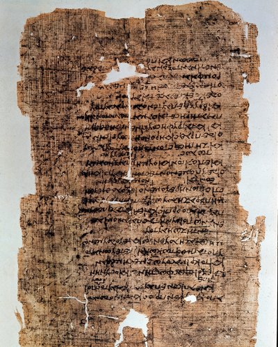 الأنتيكيت المصري: ورق بردى مغطى بالنقوش. مخطوطة من القرن الرابع قبل الميلاد. خافت. 17x28 سم. الإسكندرية المصرية ، المتحف القومي بواسطة مصري