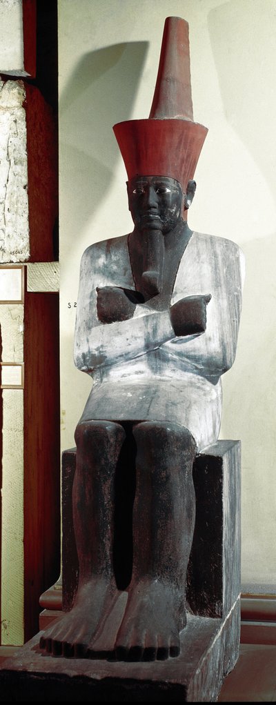 الآثار المصرية: تمثال للفرعون منتوحتب الثاني (أو منتوحتب الثاني). الأسرة الحادية عشر. من الدير البحري. خافت. 83 سم. القاهرة. المتحف المصري بواسطة الأسرة المصرية الحادية عشر