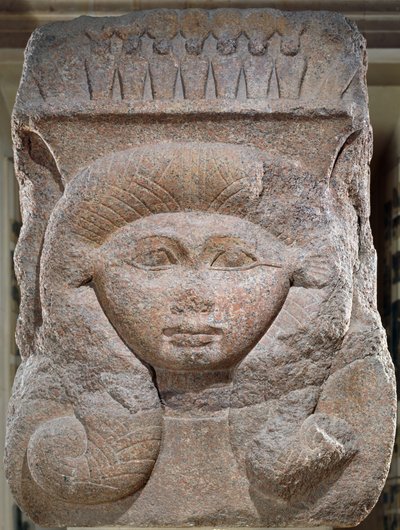 العاصمة برأس حتحور المغتصبة من أوسركون الثاني (c.883-855 قبل الميلاد) من بوباستيس ، المملكة الوسطى (الجرانيت) بواسطة الأسرة الثانية عشرة المصرية