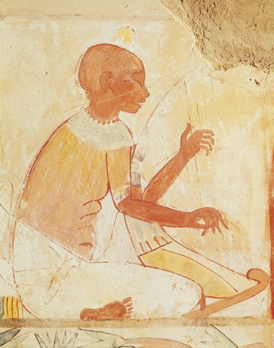 غناء عازف القيثارة ، من قبر نخت ، المملكة الحديثة (رسم جداري) بواسطة الأسرة الثامنة عشر المصرية