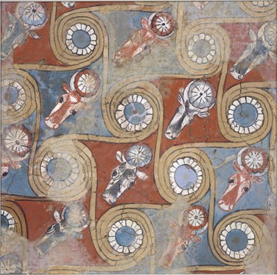 لوحة السقف من قصر أمنحتب الثالث ، 1390-1353 قبل الميلاد (الطين المجفف ، جص الطين ، جيسو) بواسطة الأسرة الثامنة عشر المصرية